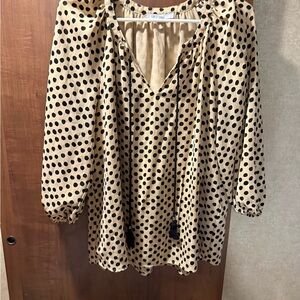 DR2 Black and Tan Polka Dot Blouse